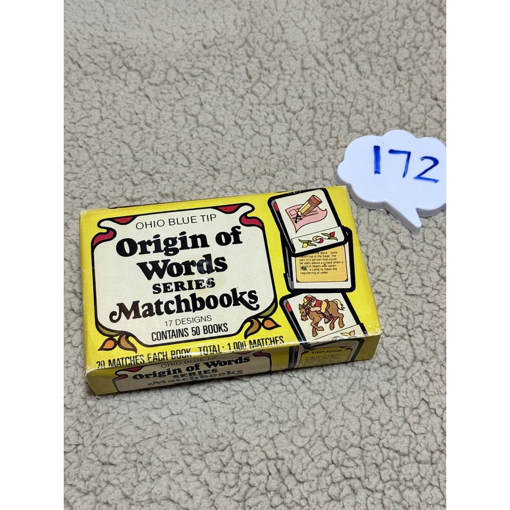 Vintage 1981 Ohio Blue Tip Origin of Words Series Matchbooks Sealed Box 50 Count